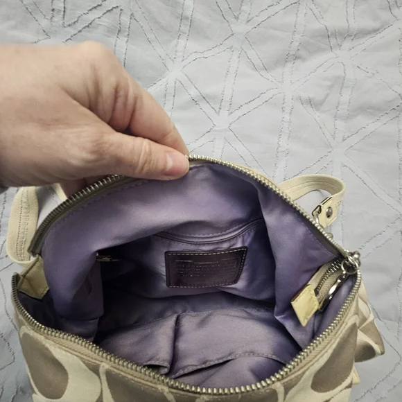 Authentic Coach Signature Poppy Hobo Bag in Cream Beige with Shoulder Strap - Picture 3 of 10